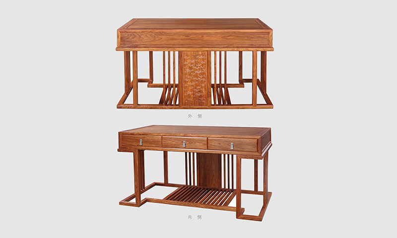 保康 别墅中式家居书房装修实木书桌效果图